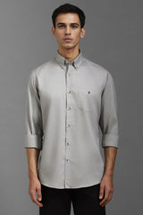 Men's Grey Casual Solid Slim Fit Full Sleeves Shirt