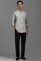 Men's Grey Casual Solid Slim Fit Full Sleeves Shirt