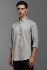 Men's Grey Casual Solid Slim Fit Full Sleeves Shirt