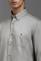 Men's Grey Casual Solid Slim Fit Full Sleeves Shirt