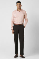 Men's Orange Party Slim Fit Printed Full Sleeves Shirt