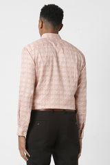 Men's Orange Party Slim Fit Printed Full Sleeves Shirt