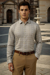 Men's Green Party Slim Fit Printed Full Sleeves Shirt