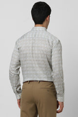 Men's Green Party Slim Fit Printed Full Sleeves Shirt
