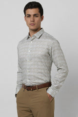Men's Green Party Slim Fit Printed Full Sleeves Shirt