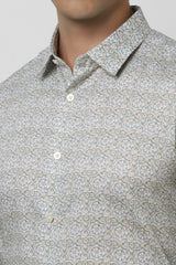 Men's Green Party Slim Fit Printed Full Sleeves Shirt