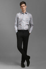 Men's Grey Casual Full Sleeves Shirt