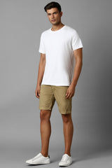 Men's Khaki Slim Fit Casual Mid Rise Shorts