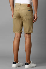Men's Khaki Slim Fit Casual Mid Rise Shorts