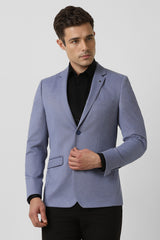 Men's Blue Formal Solid Full Sleeves Blazer