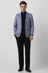 Men's Blue Formal Solid Full Sleeves Blazer