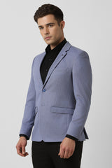 Men's Blue Formal Solid Full Sleeves Blazer