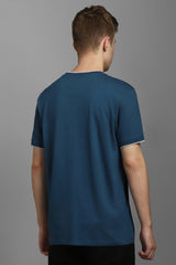 Men's Teal Casual Printed Slim Fit Half Sleeves Tshirt