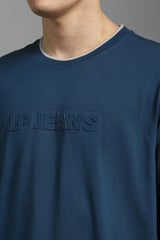 Men's Teal Casual Printed Slim Fit Half Sleeves Tshirt