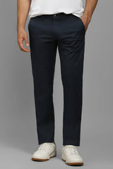Men's Navy Blue Slim Fit Mid Rise Trouser
