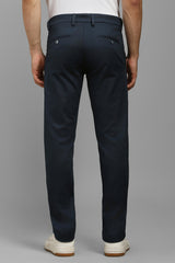 Men's Navy Blue Slim Fit Mid Rise Trouser