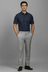 Men's Blue Formal Solid Regular Fit Half Sleeves Shirt