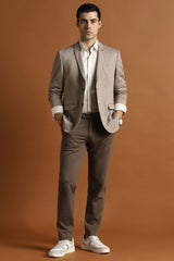 Men's Brown Formal Solid Regular Fit Trouser