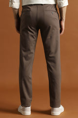 Men's Brown Formal Solid Regular Fit Trouser
