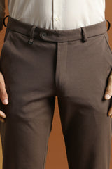 Men's Brown Formal Solid Regular Fit Trouser