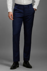 Men's Navy Blue Slim Fit Mid Rise Trouser