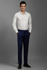 Men's Navy Blue Slim Fit Mid Rise Trouser
