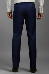 Men's Navy Blue Slim Fit Mid Rise Trouser