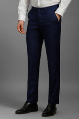 Men's Navy Blue Slim Fit Mid Rise Trouser