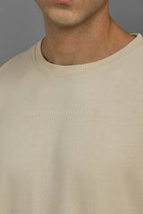 Men's Beige Casual Half Sleeves Tshirt