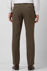 Men's Brown Formal Solid Regular Fit Trouser
