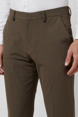 Men's Brown Formal Solid Regular Fit Trouser