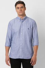 Men's Blue Casual Slim Fit Solid Full Sleeves Shirt