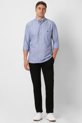 Men's Blue Casual Slim Fit Solid Full Sleeves Shirt