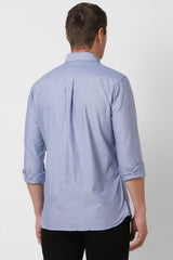 Men's Blue Casual Slim Fit Solid Full Sleeves Shirt