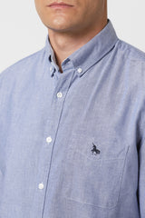 Men's Blue Casual Slim Fit Solid Full Sleeves Shirt