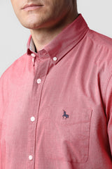 Men's Red Casual Slim Fit Solid Full Sleeves Shirt