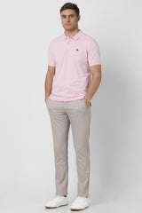 Men's Pink Casual Regular Fit Solid Half Sleeves Polo Tshirt