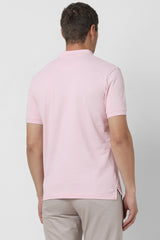 Men's Pink Casual Regular Fit Solid Half Sleeves Polo Tshirt