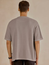 Men's Grey Casual Relaxed Fit Printed Half Sleeves Tshirt