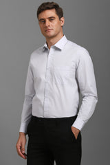 Men's Grey Formal Solid Regular Fit Full Sleeves Shirt