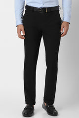 Men's Black Formal Solid Regular Fit Trouser