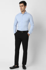 Men's Black Formal Solid Regular Fit Trouser