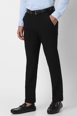 Men's Black Formal Solid Regular Fit Trouser