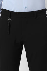 Men's Black Formal Solid Regular Fit Trouser