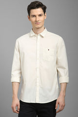 Men's Beige Casual Solid Slim Fit Full Sleeves Shirt