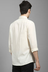 Men's Beige Casual Solid Slim Fit Full Sleeves Shirt