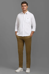 Men's White Casual Solid Slim Fit Full Sleeves Shirt