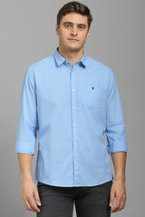 Men's Blue Casual Solid Slim Fit Full Sleeves Shirt