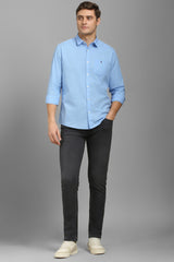 Men's Blue Casual Solid Slim Fit Full Sleeves Shirt