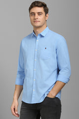 Men's Blue Casual Solid Slim Fit Full Sleeves Shirt